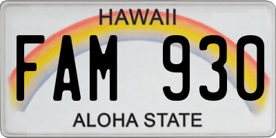 HI license plate FAM930