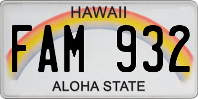 HI license plate FAM932