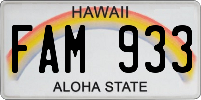 HI license plate FAM933