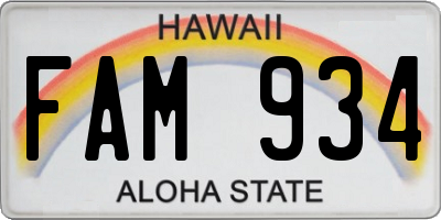 HI license plate FAM934