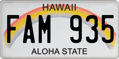 HI license plate FAM935