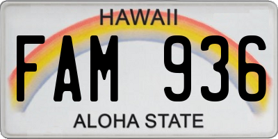 HI license plate FAM936