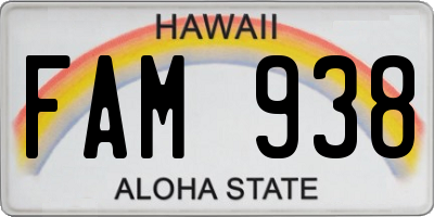 HI license plate FAM938