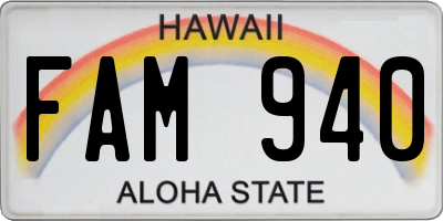 HI license plate FAM940