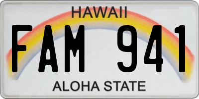 HI license plate FAM941