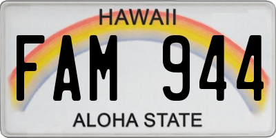 HI license plate FAM944