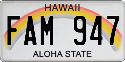 HI license plate FAM947