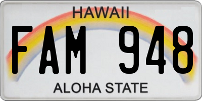 HI license plate FAM948