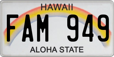 HI license plate FAM949