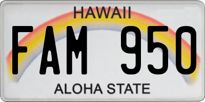 HI license plate FAM950