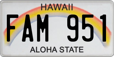 HI license plate FAM951