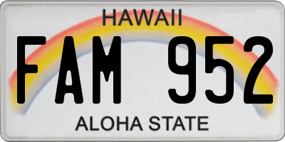 HI license plate FAM952
