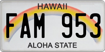 HI license plate FAM953