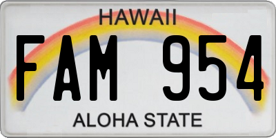 HI license plate FAM954