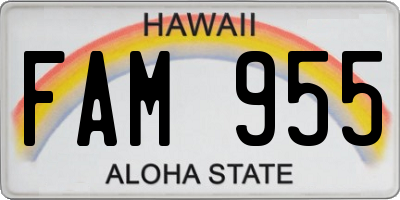HI license plate FAM955