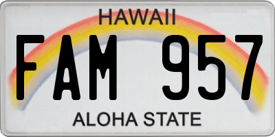 HI license plate FAM957