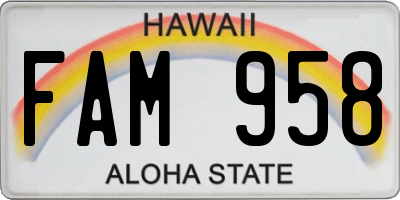 HI license plate FAM958