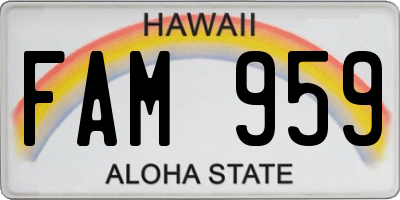 HI license plate FAM959
