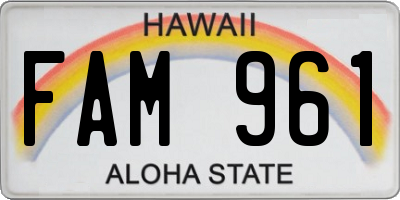 HI license plate FAM961