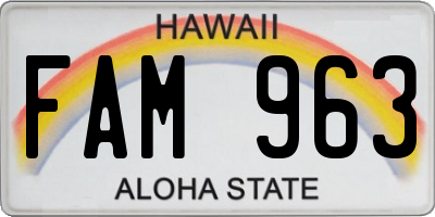 HI license plate FAM963