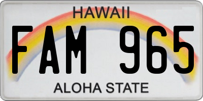 HI license plate FAM965