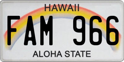 HI license plate FAM966