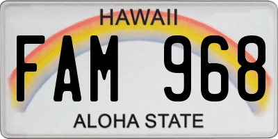 HI license plate FAM968