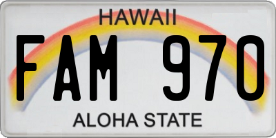 HI license plate FAM970