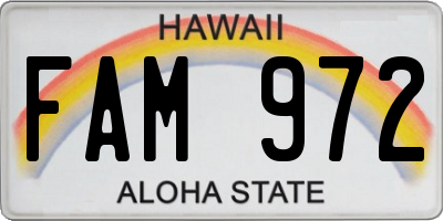 HI license plate FAM972