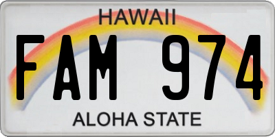 HI license plate FAM974