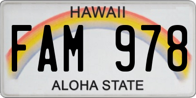 HI license plate FAM978