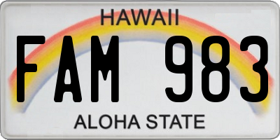 HI license plate FAM983