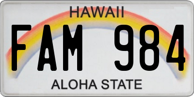 HI license plate FAM984