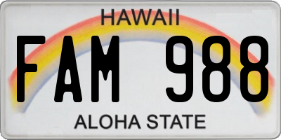 HI license plate FAM988