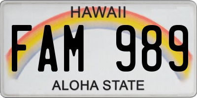 HI license plate FAM989