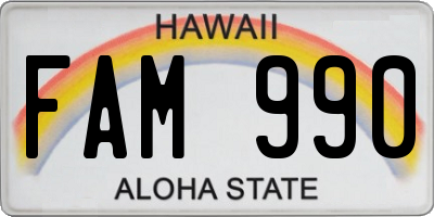 HI license plate FAM990