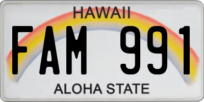HI license plate FAM991