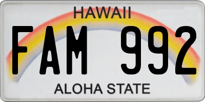 HI license plate FAM992