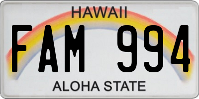 HI license plate FAM994