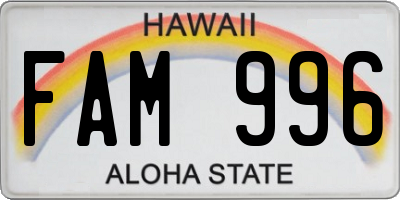 HI license plate FAM996