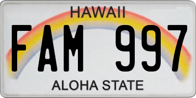 HI license plate FAM997