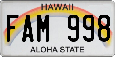 HI license plate FAM998
