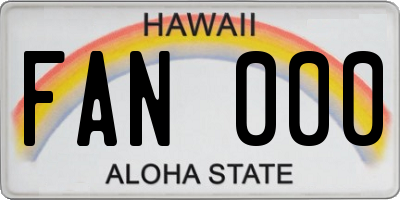 HI license plate FAN000