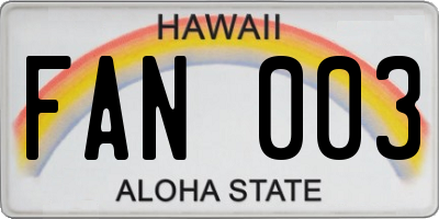 HI license plate FAN003