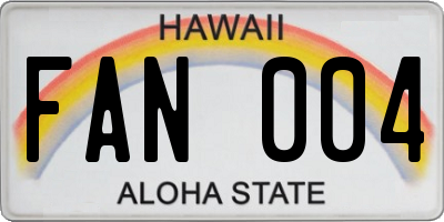 HI license plate FAN004