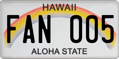 HI license plate FAN005
