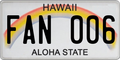 HI license plate FAN006