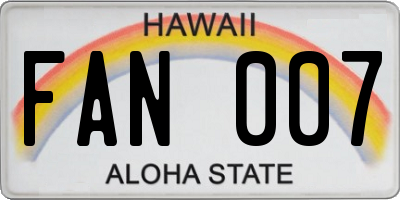 HI license plate FAN007