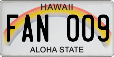 HI license plate FAN009