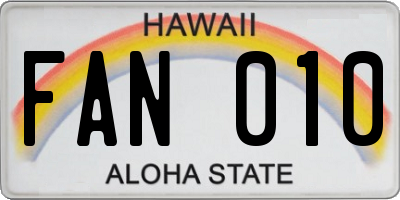 HI license plate FAN010